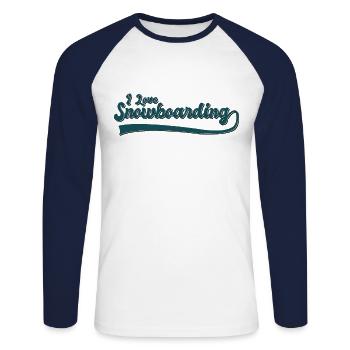 Ich liebe snowboarden - Unisex Baseballshirt langarm - Weiß/Navy - Vorne - Nik (191cm)