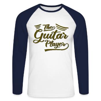 Der Gitarrist - Unisex Baseballshirt langarm - Weiß/Navy - Vorne - Nik (191cm)