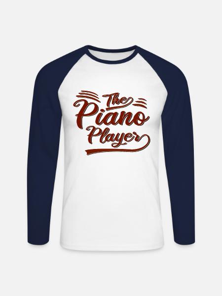 Le pianiste - T-shirt baseball manches longues Homme - blanc/marine
