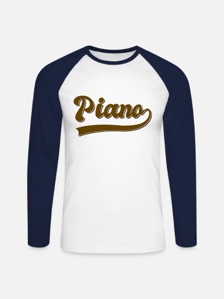 Piano - T-shirt baseball manches longues Homme - blanc/marine