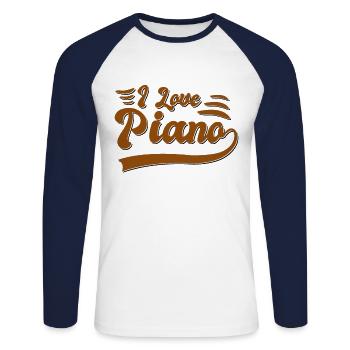 I love piano - Unisex Long Sleeve Baseball T-Shirt - white/navy - Front - Nik (191cm)