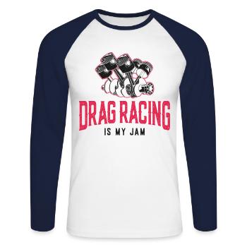 Drag Racing Race Car Girl Drag - Unisex Long Sleeve Baseball T-Shirt - white/navy - Front - Nik (191cm)