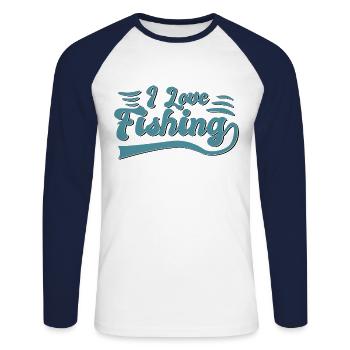 I love fishing - Unisex Long Sleeve Baseball T-Shirt - white/navy - Front - Nik (191cm)