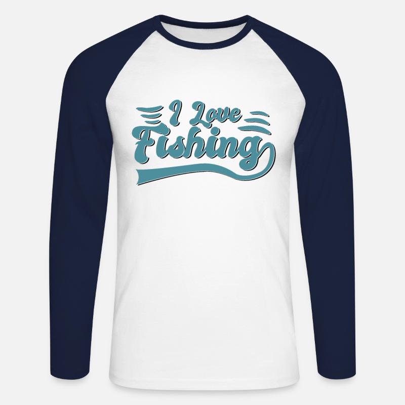 Ich liebe Angeln - Unisex Baseballshirt langarm - Weiß/Navy