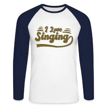Ich liebe Singen - Unisex Baseballshirt langarm - Weiß/Navy - Vorne - Nik (191cm)