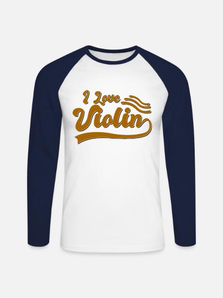 I love violin - Unisex Baseballshirt langarm - Weiß/Navy