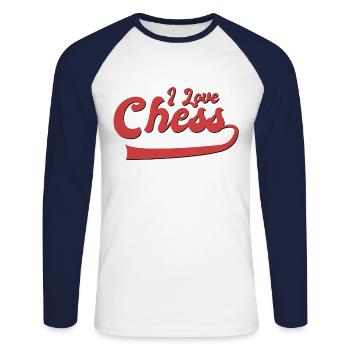 I love chess - Unisex Long Sleeve Baseball T-Shirt - white/navy - Front - Nik (191cm)