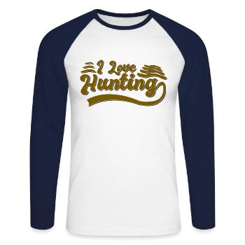 I love hunting - Unisex Long Sleeve Baseball T-Shirt - white/navy - Front - Nik (191cm)