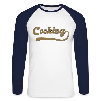 Cuire - T-shirt baseball manches longues Homme - blanc/marine - Devant - Nik (191cm)