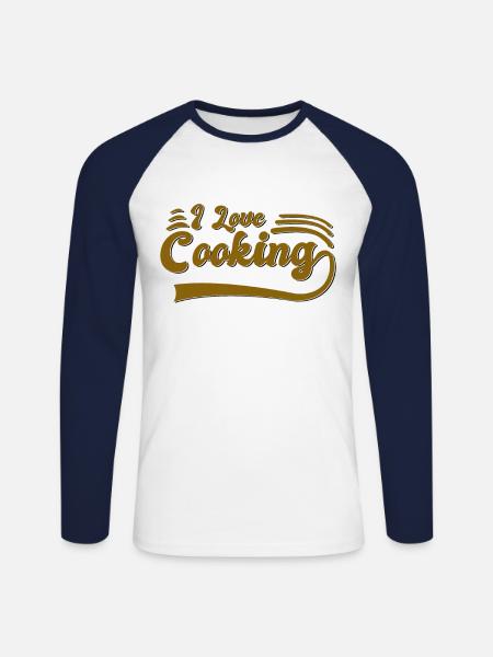 I love cooking - Unisex Long Sleeve Baseball T-Shirt - white/navy