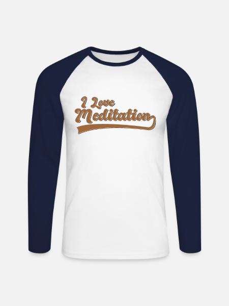 Ich liebe Meditation - Unisex Baseballshirt langarm - Weiß/Navy