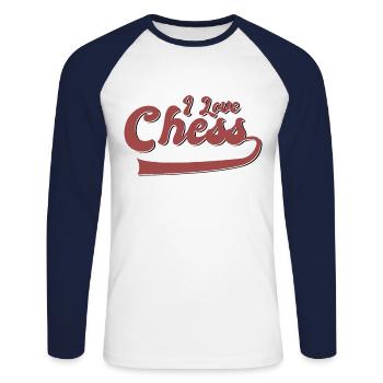 I love chess - Unisex Long Sleeve Baseball T-Shirt - white/navy - Front - Nik (191cm)