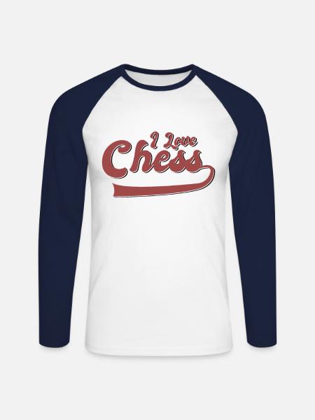 Ich liebe Schach - Unisex Baseballshirt langarm - Weiß/Navy