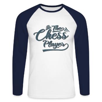 The chess player - Unisex Long Sleeve Baseball T-Shirt - white/navy - Front - Nik (191cm)