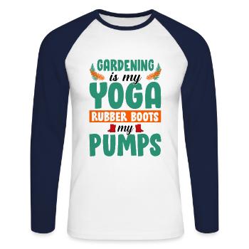 Gardening Is My Yoga Rubber Boots My Pumps Gardene - Unisex Baseballshirt langarm - Weiß/Navy - Vorne - Nik (191cm)