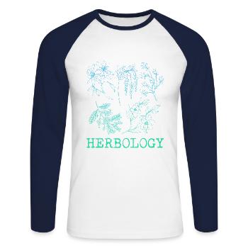 Herbology Graphic Gardener Horticulturist Garden L - Unisex Baseballshirt langarm - Weiß/Navy - Vorne - Nik (191cm)