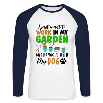 I Just Want To Work In My Garden And Hang Out With - Unisex Baseballshirt langarm - Weiß/Navy - Vorne - Nik (191cm)