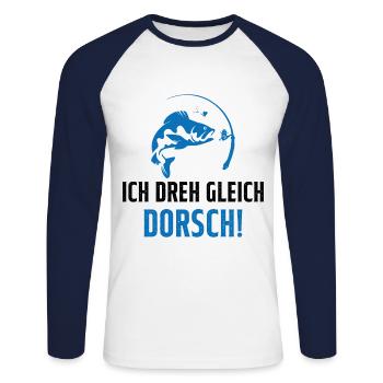 Je Suis Sur Le Point De Tourner La Morue Pêcheur - T-shirt baseball manches longues Homme - blanc/marine - Devant - Nik (191cm)
