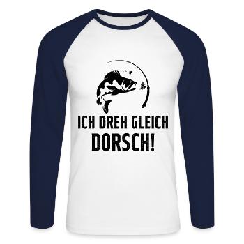 Je Suis Sur Le Point De Tourner La Morue Pêcheur - T-shirt baseball manches longues Homme - blanc/marine - Devant - Nik (191cm)