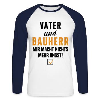 Papa et promoteur Rien ne me fait plus peur - T-shirt baseball manches longues Homme - blanc/marine - Devant - Nik (191cm)