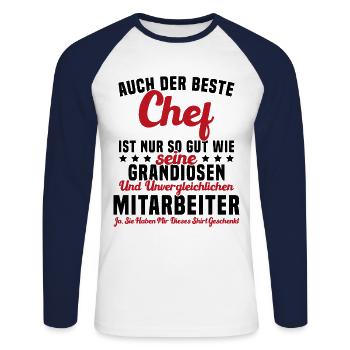 Meilleur chef Aussi bon que Grandiose chef - T-shirt baseball manches longues Homme - blanc/marine - Devant - Nik (191cm)