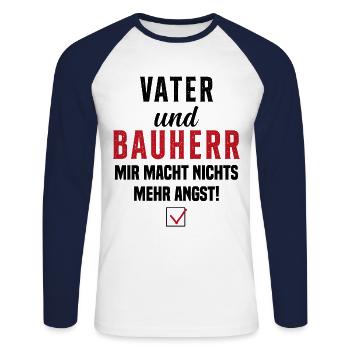 Papa et promoteur Rien ne me fait plus peur - T-shirt baseball manches longues Homme - blanc/marine - Devant - Nik (191cm)