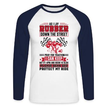 Prière de la voiture de course de dragster - T-shirt baseball manches longues Homme - blanc/marine - Devant - Nik (191cm)
