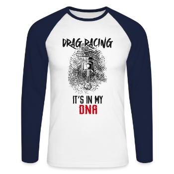 Drag Racing Race Car Fingerprint - Unisex Baseballshirt langarm - Weiß/Navy - Vorne - Nik (191cm)