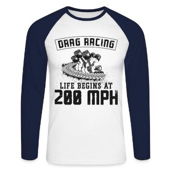 Drag Racing Race Car Vintage Drag - Unisex Long Sleeve Baseball T-Shirt - white/navy - Front - Nik (191cm)