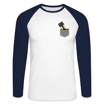 Piste de course de voitures de course de dragster - T-shirt baseball manches longues Homme - blanc/marine - Devant - Nik (191cm)
