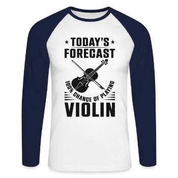 Violin Violinist Today's Forecast - Unisex Baseballshirt langarm - Weiß/Navy - Vorne - Nik (191cm)