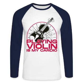 Violoniste violoniste jouant du violon est - T-shirt baseball manches longues Homme - blanc/marine - Devant - Nik (191cm)