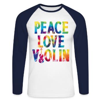 Violin Violinist Girl Watercolor - Unisex Long Sleeve Baseball T-Shirt - white/navy - Front - Nik (191cm)
