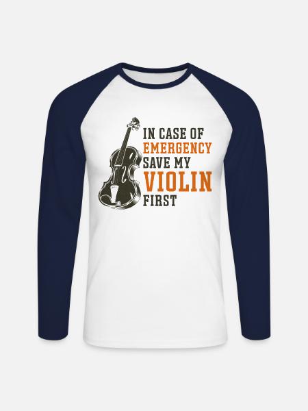Violoniste en cas de - T-shirt baseball manches longues Homme - blanc/marine