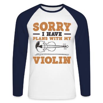 Violin Violinist Sorry I Have - Unisex Baseballshirt langarm - Weiß/Navy - Vorne - Nik (191cm)