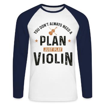 Violoniste violoniste Vous n’avez pas toujours - T-shirt baseball manches longues Homme - blanc/marine - Devant - Nik (191cm)
