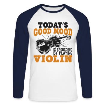 Violin Violinist Today's Good Mood - Unisex Baseballshirt langarm - Weiß/Navy - Vorne - Nik (191cm)