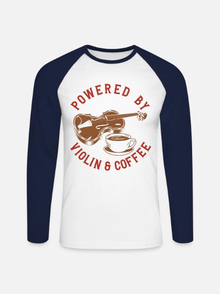 Violin Violinist Coffee Powered By - Unisex Long Sleeve Baseball T-Shirt - white/navy