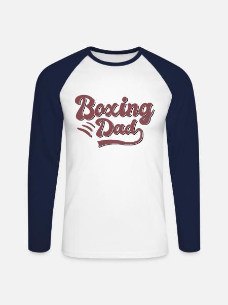 Boxen Papa Geschenk - Unisex Baseballshirt langarm - Weiß/Navy