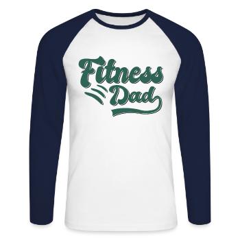 Fitness Papa Cadeau - T-shirt baseball manches longues Homme - blanc/marine - Devant - Nik (191cm)