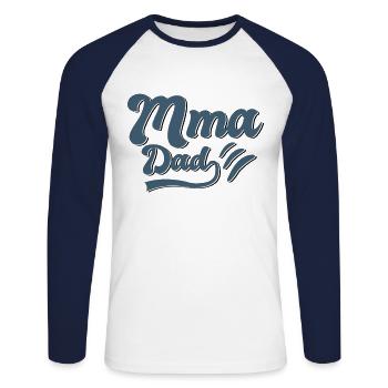 Cadeau Papa MMA - T-shirt baseball manches longues Homme - blanc/marine - Devant - Nik (191cm)