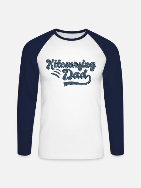 Kite surfing daddy gift - Unisex Long Sleeve Baseball T-Shirt - white/navy
