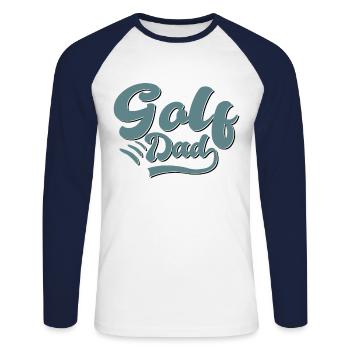 Golf Papa Geschenk - Unisex Baseballshirt langarm - Weiß/Navy - Vorne - Nik (191cm)