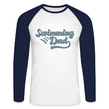 Schwimmen Papa Geschenk - Unisex Baseballshirt langarm - Weiß/Navy - Vorne - Nik (191cm)