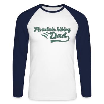 Mountain biking daddy gift - Unisex Long Sleeve Baseball T-Shirt - white/navy - Front - Nik (191cm)
