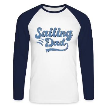 Papa de la voile - T-shirt baseball manches longues Homme - blanc/marine - Devant - Nik (191cm)