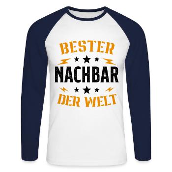 Meilleur Voisin Du Monde Humour Cadeau - T-shirt baseball manches longues Homme - blanc/marine - Devant - Nik (191cm)