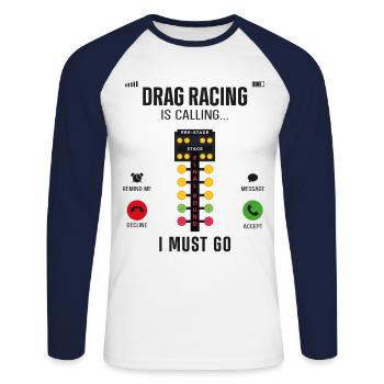 Drag Racing Race Car Phone Display - Unisex Long Sleeve Baseball T-Shirt - white/navy - Front - Nik (191cm)
