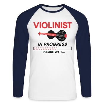 Violon Violoniste Violoniste En - T-shirt baseball manches longues Homme - blanc/marine - Devant - Nik (191cm)
