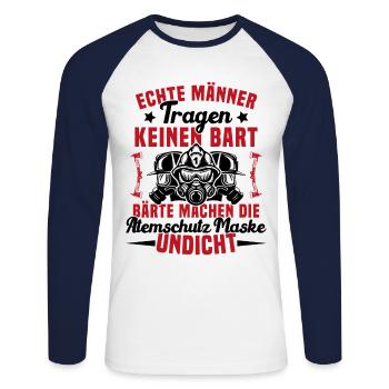 Pompiers protection respiratoire vrais hommes - T-shirt baseball manches longues Homme - blanc/marine - Devant - Nik (191cm)